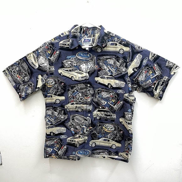 Ford Mustang Button Up Shirt Car Shirt Reyn Spooner Mens Car Shirt Size Large - Picture 1 of 6